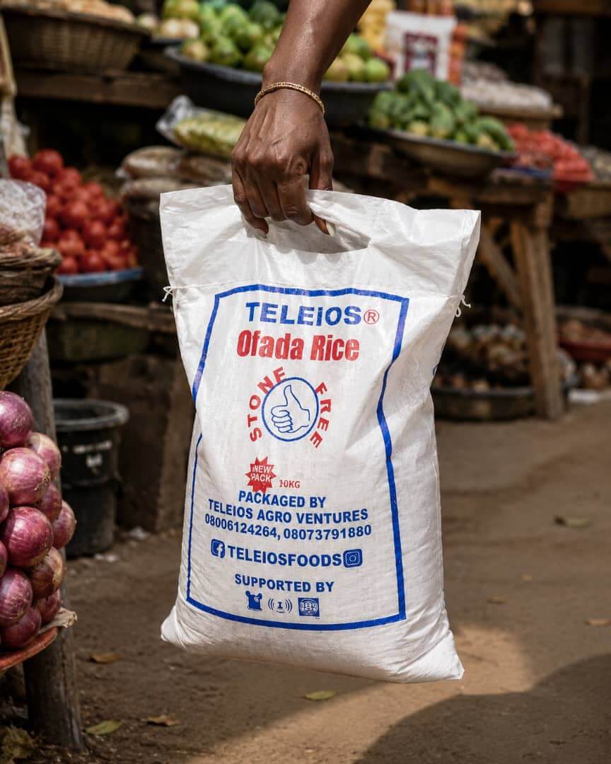 Sealed Teleios Ofada Rice bag